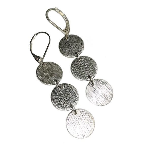 Jewelry - Silver Tone 3-Disc Earrings NWT